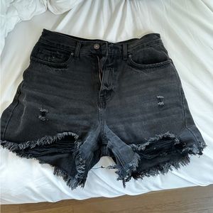 Black denim (jean) shorts - ripped/ distressed. from forever 21
